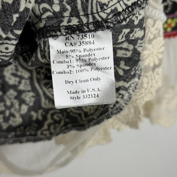 Ivy Jane Shirt Womens Large Black Velvet Burnout Lace Tunic Boho Made USA - Picture 5 of 9